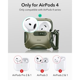 ESR for AirPods 4 Case (HaloLock), Compatible with AirPods 4 Generation Case (2024) (USB-C), Compatible with MagSafe, Drop-Proof Lock, Easy Open, Cyber Series, Army Green