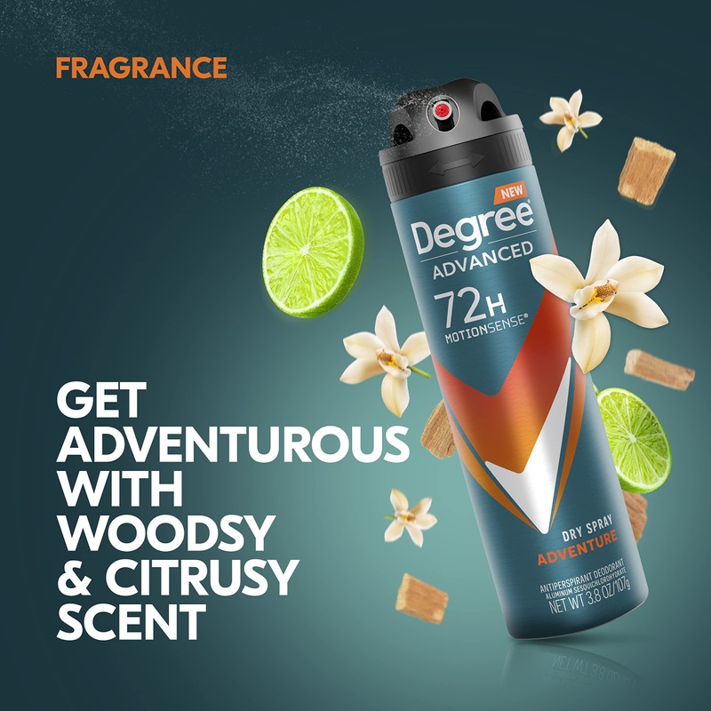 Degree Men Advanced Antiperspirant Deodorant Dry Spray Adventure 72-Hour Sweat