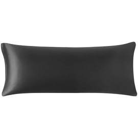 PiccoCasa Satin Body Pillowcase for Hair and Skin, Luxury Silk Satin Long Pillow Cover Smooth Soft Satin Body Pillow Cover with Zipper Closure Black 4ft