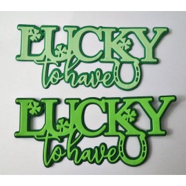 Lucky St. Patrick's Day Title Paper Die Cut Shamrock Scrapbook Embellishment 2pc