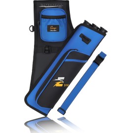 SUNYA Archery Hip Quiver for Arrows. Includes 3 Tubes Arrow Holder, Accessories Pockets and Waist Belt. Fit for Compound and Recurve Bow Practice. (Blue V2)