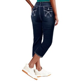 Flamingals Women's Denim Capri Jeans for Women Mid Rise Skinny Capri Pants Royal M
