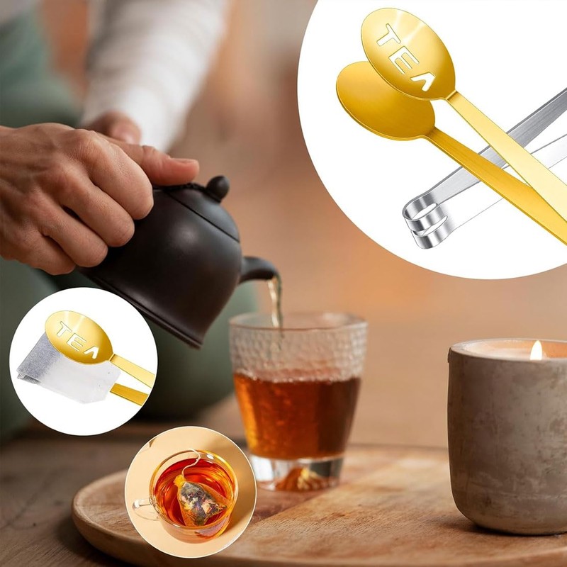 Tea Bag Squeezer Set: 2 Pcs Stainless Steel Tea Spoon