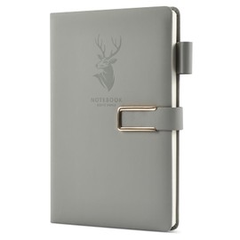 OFFCUP Ruled A5 Notebook Journal, Hardcover PU Leather Executive Notebooks, 160 Pages 8.3"×5.7" College Lined Journal, Notepad with Premium Thick Paper for Office Home School Business (Gray)