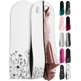 Your Bags 72" Tapered Long Dress Bags for Gowns - Wedding Dress Garment Bag for Dresses - Long Garment Bags for Hanging Clothes Storage, Hanging Garment Bags, Dress Bag for Women (Wildflower White),