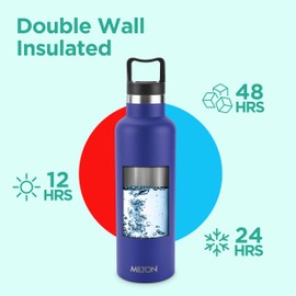 Milton 24 oz Stainless Steel Insulated Water Bottle, Leakproof, 12 Hours Hot, 24 Hours Cold, Double Walled Vacuum Metal for Sports, Gym, Travel Friendly, Dishwasher Safe, Haruki 800