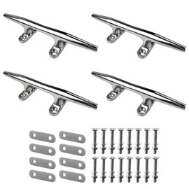 METRAXION Boat Cleat,4 Pack 8 inch Marine Grade 316 Stainless Steel Open Base Dock Cleat Rope Cleat with Fasteners for Kayaks, Nautical Decor