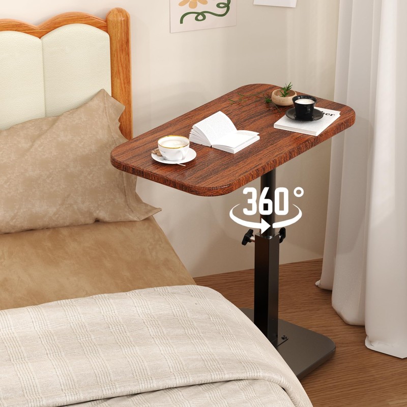 Botion Adjustable Height C-Shaped Table, 360° Swivel TV Tray, Small