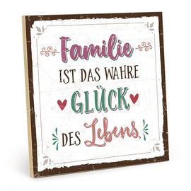 TypeStoff HS-00667 Wooden Sign with Saying - Family Is The True Happiness - Vintage Sign as a Gift and Decoration