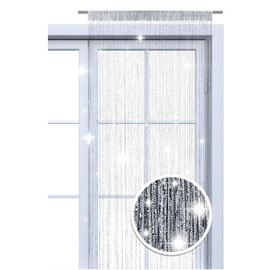 wometo String Curtain, Glitter Curtain, OekoTex, 90 x 245 cm, Pink, Silver, Shiny, Decorative Scarf, Transparent, Semi-Transparent, Christmas