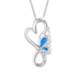CUOKA MIRACLE Butterfly Pendant Necklace 925 Sterling Silver Opal Butterfly Necklace for Women Butterfly Infinity Necklace Butterfly Jewellery for Girls