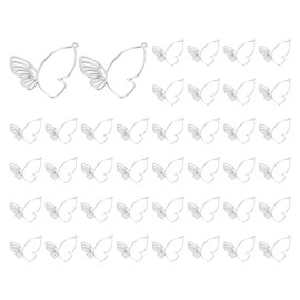 PATIKIL Butterfly Charm, 50 Pcs Alloy Butterfly Open Back Bezel Frames for Woman Necklace Earring Bracelet Jewelry Making and DIY Crafts, Light Silver, 1.54 x 1.5 Inch