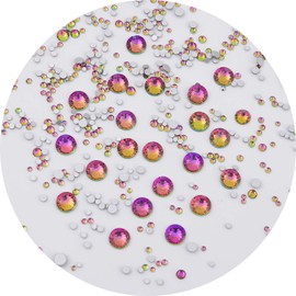 NCB 8000 Pieces 1.3-6.5mm 10 Mix Size Non Hotfix Rhinestones Vitrail Medium Flat Back SS3 SS4 SS5 SS6 SS8 SS10 SS12 SS16 SS20 SS30 Crystal Round Glass Gems with Tweezers and Picking Rhinestones Pen