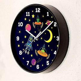 25cmx25cm Happy Galaxy Children Wall Clock 2 Yrs Warranty Modern Home Decoration Bedroom Decor Stylish Living Room Design Office Accessories Clocks Gift Ideas