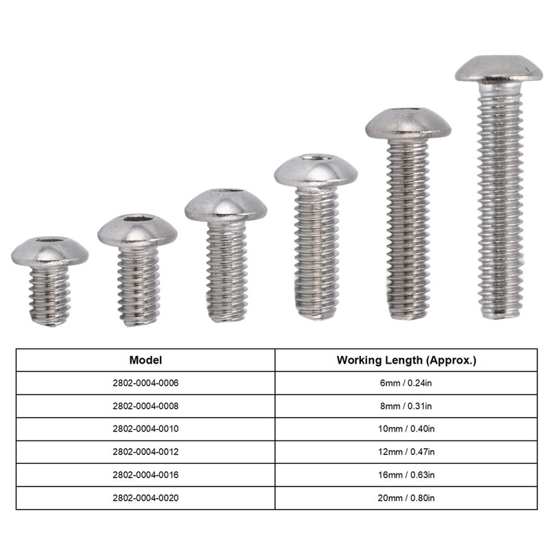 100Pcs Button Head Socket Caps Screws M4 Galvanized Steel for