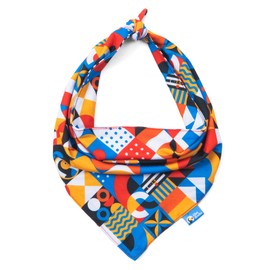 The Dodo Dog Bandana, Retro Print, One-Size - Blue, Yellow, Red Dodo Logo Bandana for Dogs - Retro Pattern Neck Kerchief for Dogs - Everyday Pet Apparel Accessories