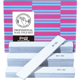 FANDAMEI 80/80 Grit Nail File, 24PCS Nail Files Kit, Double Sided Emery Boards for Nails, Professional Nail File for Natural Acrylic Nails, Rectangular Manicure Nail Files Set, Coarse Grit 80/80