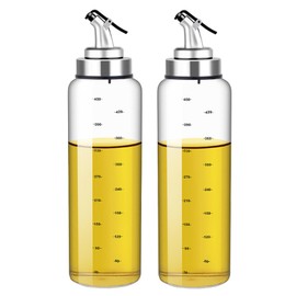 2Pcs Glass Oil Dispenser Bottle Olive Oil and Vinegar Dispenser Set Oil Container for Kitchen (16.9 oz)