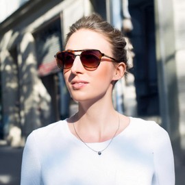 FEISEDY Polarized Pilot Sunglasses for Women Men, Trendy Rectangle Womens Mens Sun Glasses, Brown Tortoise & Green, 47mm