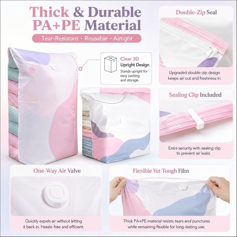 No-Pump 3D Vacuum Storage Bags, No Pump Vacuum Storage Bags,