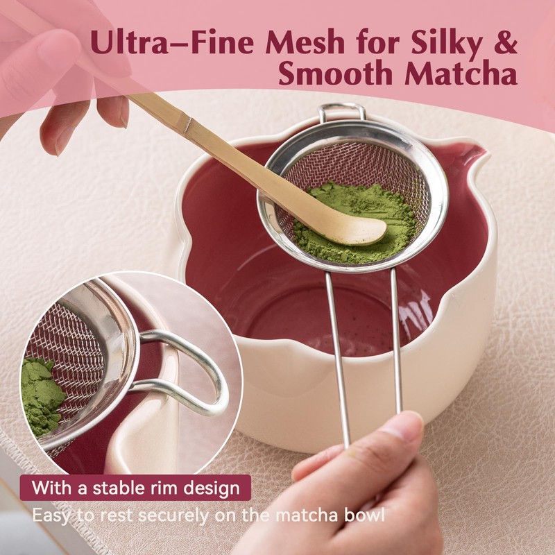 ChaseWind Matcha Whisk Set, 8Pcs Floral Ceramic Matcha Set with