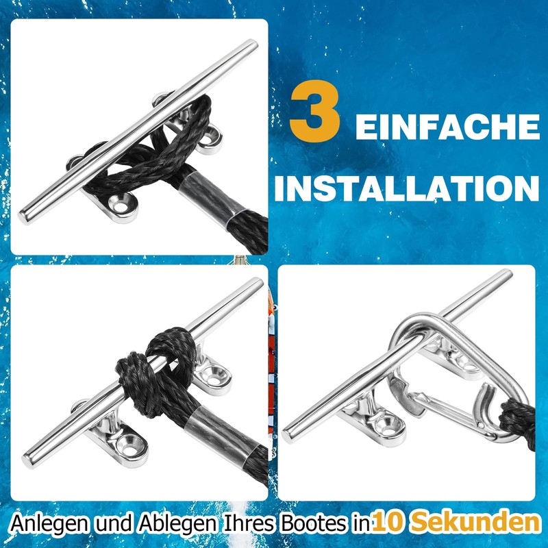 Bungee Boat Dock Line con clip in acciaio inox 316,