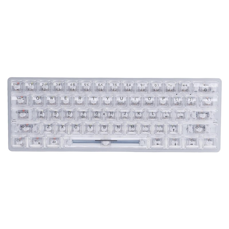 61 Keys Transparent Mechanical Keyboard Clear Keycap Wired Gaming Keyboard