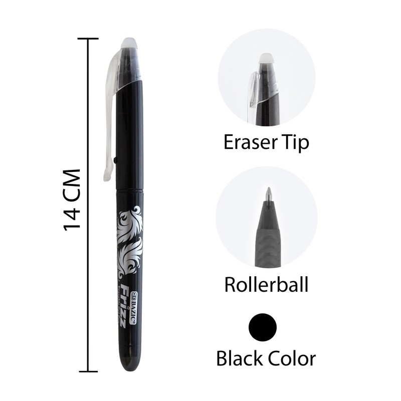 BAZIC Frizz Black Erasable Gel Pen with Grip (17062)