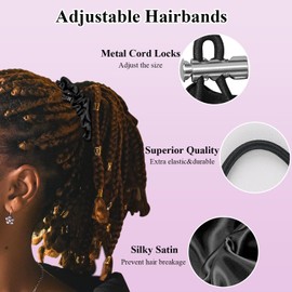 Adjustable Hair Tie Silk Satin Extra Length Hair Scrunchies No Slip Ouchless Hairband for Women-Stylish, Durable, Easy Use Hair Accessories for Thick Curly Natural Hair, Ponytails, Locs, 3PCS