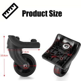 2 Pairs of Suitcase Wheels, Luggage Suitcase Wheels, Replacement Wheels for Suitcase, Replacement Wheels Universal, Mute Wheel Universal, 50 mm Wheels for Trolley Suitcase, for Most Suitcases (Black),