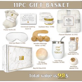 AHAGIFTREE Gift Baskets for Women,11PC Care Package with Moon Lamp,Grief,Get Well Soon After Surgery,Birthday,Think of You,Thank You,Sympathy