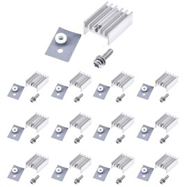 Easycargo TO-220 ヒートシンク + 絶縁体/マウントキット 12パック LM317 LM317t L7805 L7812 L78XX 電圧レギュレータ IRF Z44N 3205 520N 630 1404 MOSFET トランジスタ (20mm x 15mm x 10mm x 10mm mm(シルバー12インチ)。 パック: