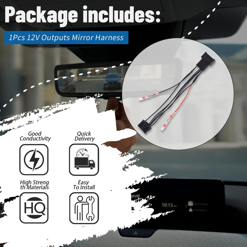 XYgdhqpt 12V Outputs Mirror Harness Compatible with 2022 2023 2024