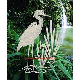 Egret & Cattails Left Oval Etched Window Decal Vinyl Glass Cling - 8" x 12" - Clear with White Design Elements