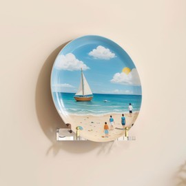 Wall-Mount Acrylic Display Shelf for Plates, Acrylic Plate Stand with Adjustable Display Angle, Ideal Hanger for 6-16 Inch Plates, Picture Frames, Bowl, Certificate, Artwork, Gold Pegs - 1 Pack