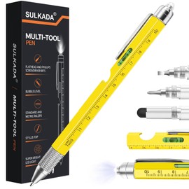 SULKADA 6-in-1 Multi-Tool Pen,Stocking stuffer gift for Men Women (LED Yellow)