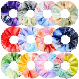 Senllori Scrunchies for Women and Girls, Premium Velvet Scrunchy for Hair, Cute Colors Elastic Thick Bands, Soft Ropes Ponytail Holder Hair Accessories, 12 Pack (Rainbow Colors)