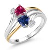 Gem Stone King 1.12 Ct Red Created Ruby Blue Created