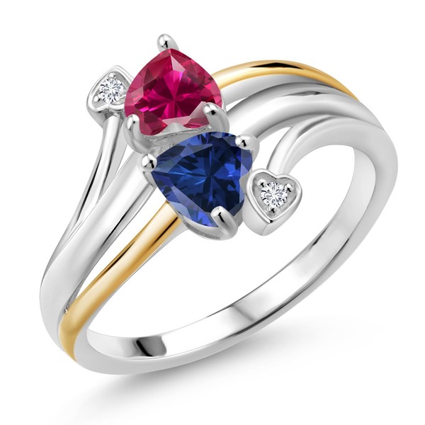 Gem Stone King 1.12 Ct Red Created Ruby Blue Created