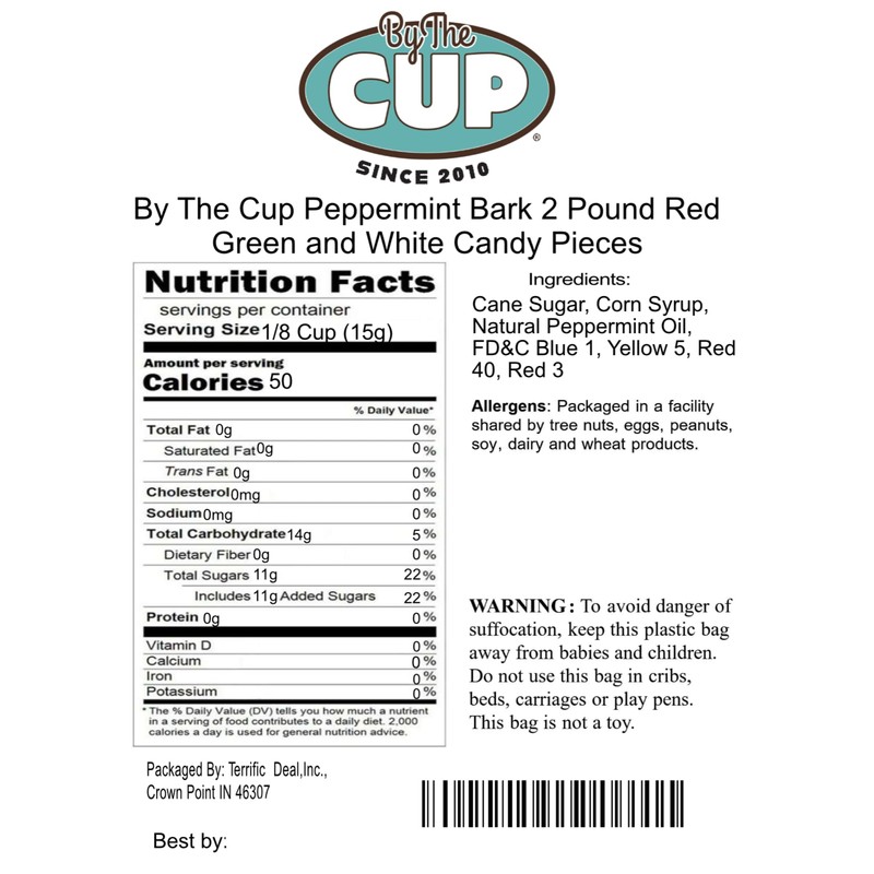 By The Cup Red, Green, and White Peppermint Candy Cane