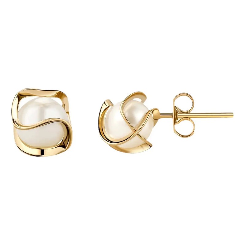 Aretes Mujer De Perlas Oro De 14k Pendientes Joyeria Regalo