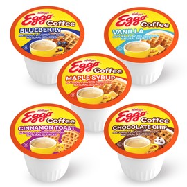 Eggo Beverages Waffle Flavored Coffee Pods Variety Pack Sampler for Keurig K Cup Brewers, Fair Trade Certified, 40 Count – Chocolate Chip, Cinnamon, Maple Syrup, Blueberry, Vanilla