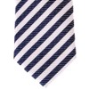 (リトリーズ) RETREEZ ストライプ柄 織り生地 細ネクタイ タイ - ネイビーブルー&ホワイトのストライプ