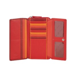 VISCONTI Women's Genuine Leather Wallet in Long Format Large XXL with Zip Closure Coin Compartment with RFID Blocking and Many Compartments - Red