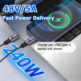 2 Pack 240W Magnetic USB-C Adapter, Straight USB 40Gbps Magnetic Connector Supports 8K@60Hz, Video Display for Thunderboard 4/3, MacBook Pro/Air and More Type C Devices (+ Replacement Head)