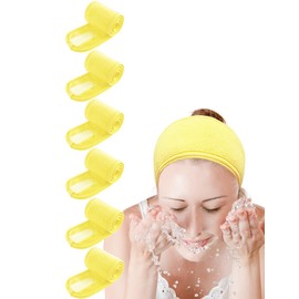 EUICAE Spa Headband Hair Wrap Sweat Headband Head Wrap Hair Towel Wrap Non-slip Stretchable Washable Makeup Headband for Face Wash Facial Treatment Sport Fits All White (Yellow Lemon)