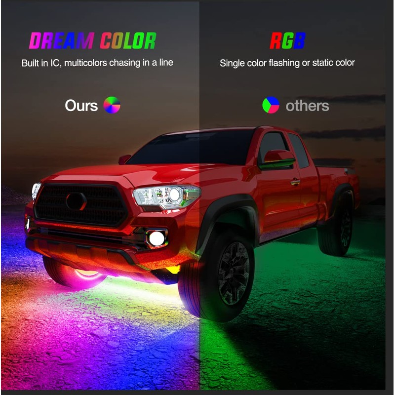 Nilight 4Pcs Car Underglow Neon Accent Strip Lights 256 LEDs