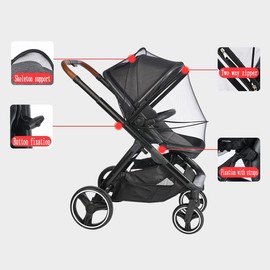 Baby Stroller Mosquito Net Universal Breathable Stroller Canopy Cover with Mosquito Netting for Infant Toddler Pushchair (Dark Grey)