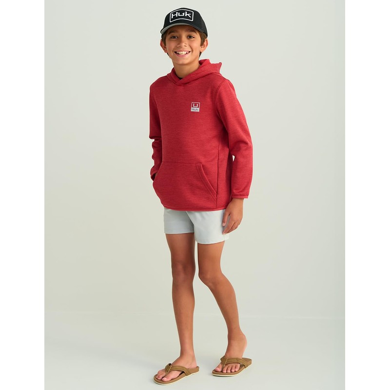 HUK Unisex Coldfront, Performance Fishing Hoodie for Kids, Scarlet Blaze