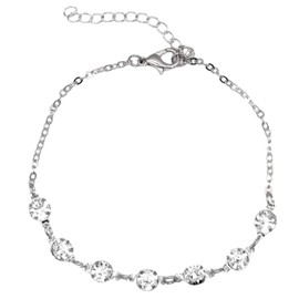 TRHDFW Simple Crystal Anklet Silver Ankle Bracelet Fashion Foot Chain Accessories Jewelry Adjustable for Women and Girls